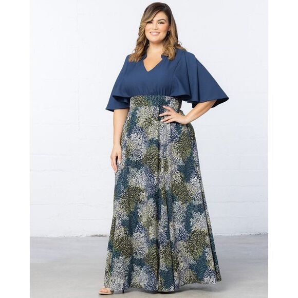 KIYONNA Avisa Flutter Sleeve Maxi Dress Size 4X - Picture 3 of 12